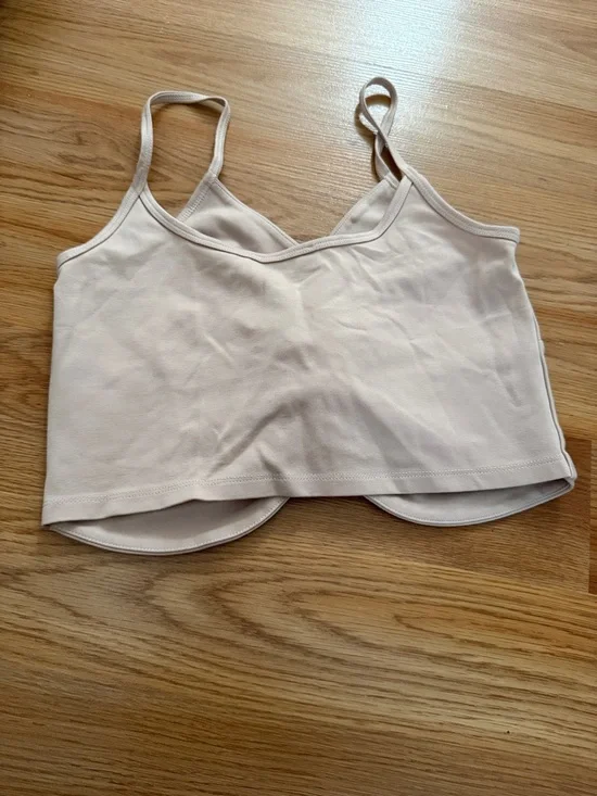 Babaton Twisted Front Spaghetti Strap Crop Top in Light Beige - Picture 2 of 3